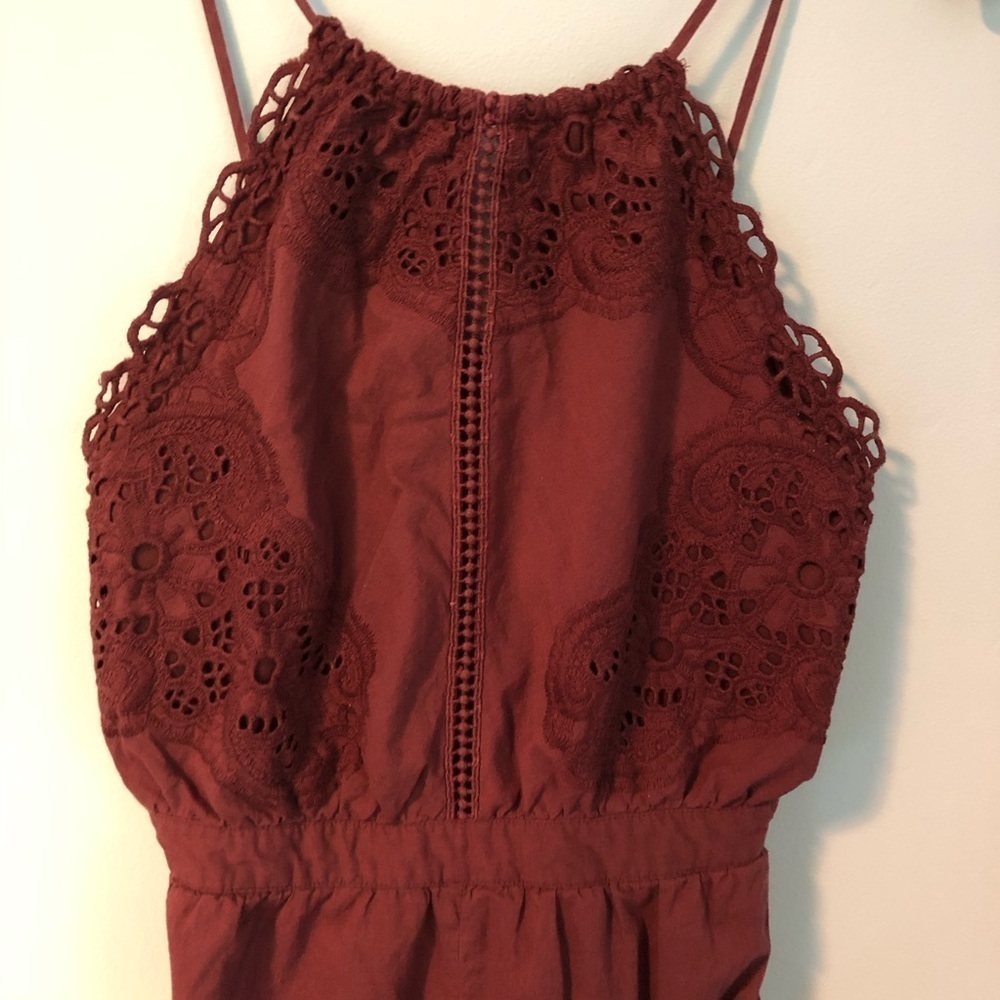 American Eagle Red Laced Halter Sleeveless Romper Size Small - Picture 3 of 11